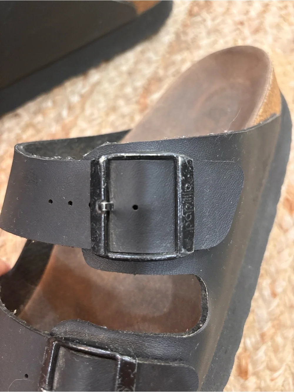 Black Double-Buckle Cork Footbed Sandals
